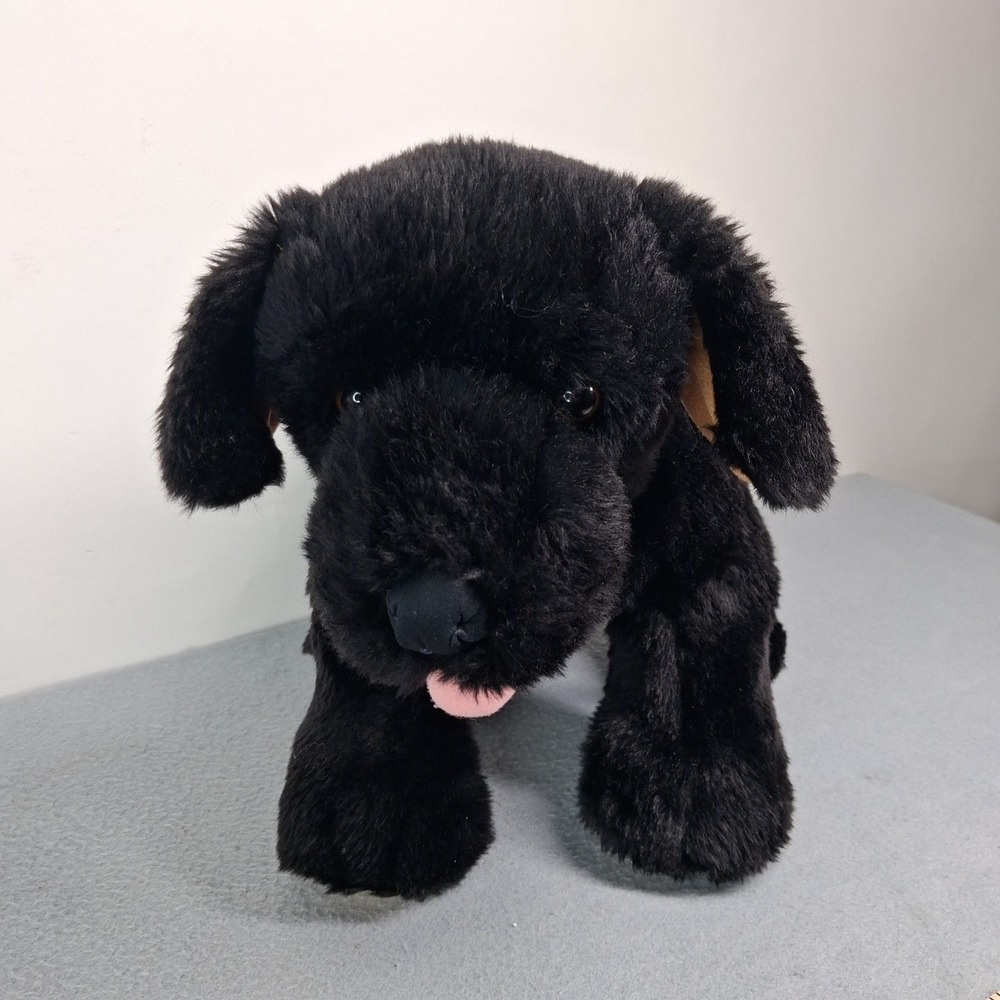Build-A-Bear Plush Black Lab Dog 13 Inch Stuffed Animal Puppy BABW Heart Patch